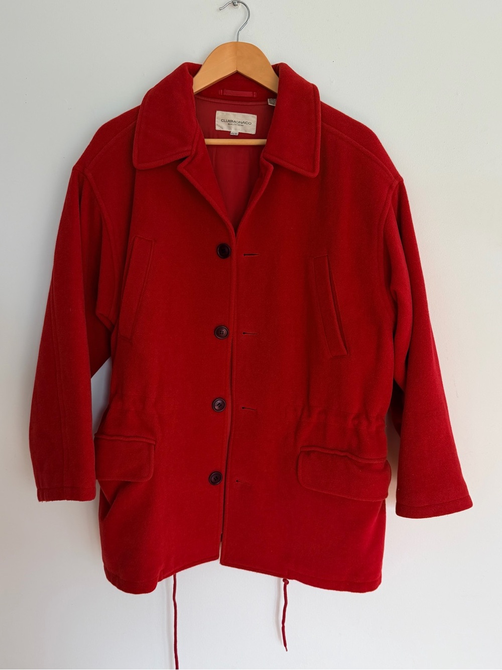 Club Monaco XS Classic Red Wool Pea Coat